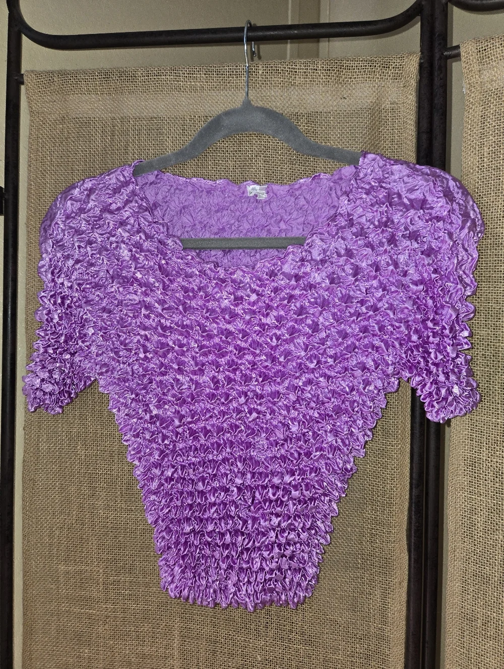 Vintage Y2K 2000s Purple FC Popcorn Bubble Stretch Top One Size - Picture 1 of 8